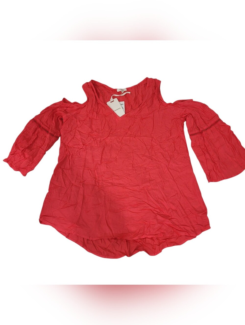 Pleione Boho Cold-Shoulder V-Neck Blouse Medium